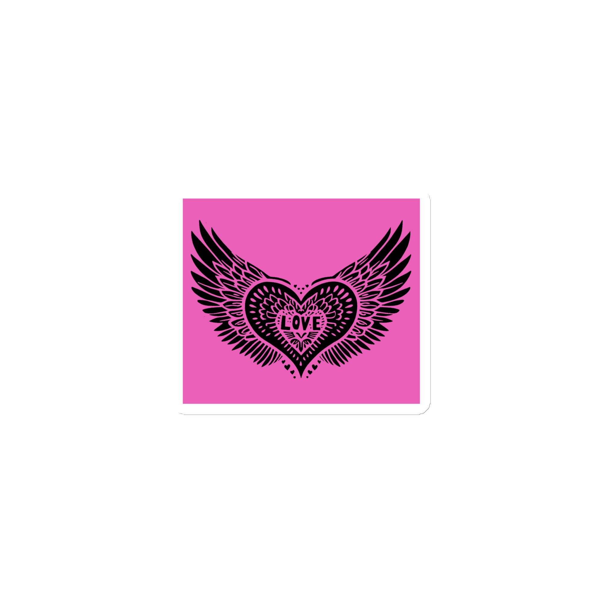 Winged Heart Block Print Magnet - Pink