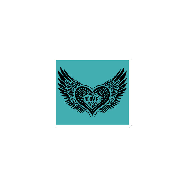 Winged Heart Block Print Magnet - Aqua