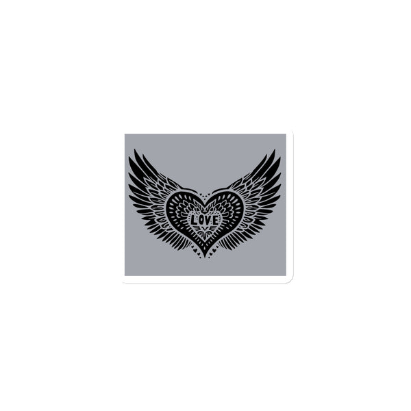 Winged Heart Block Print Magnet - Grey