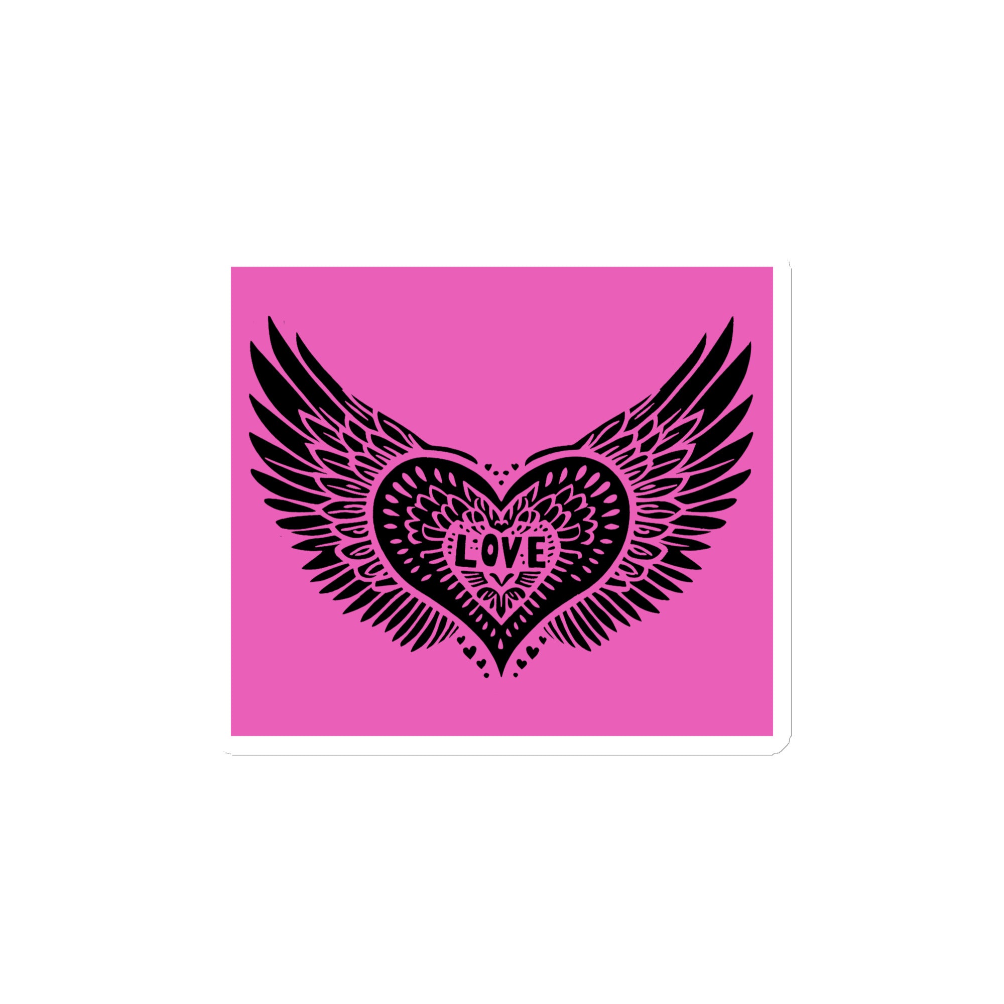 Winged Heart Block Print Magnet - Pink