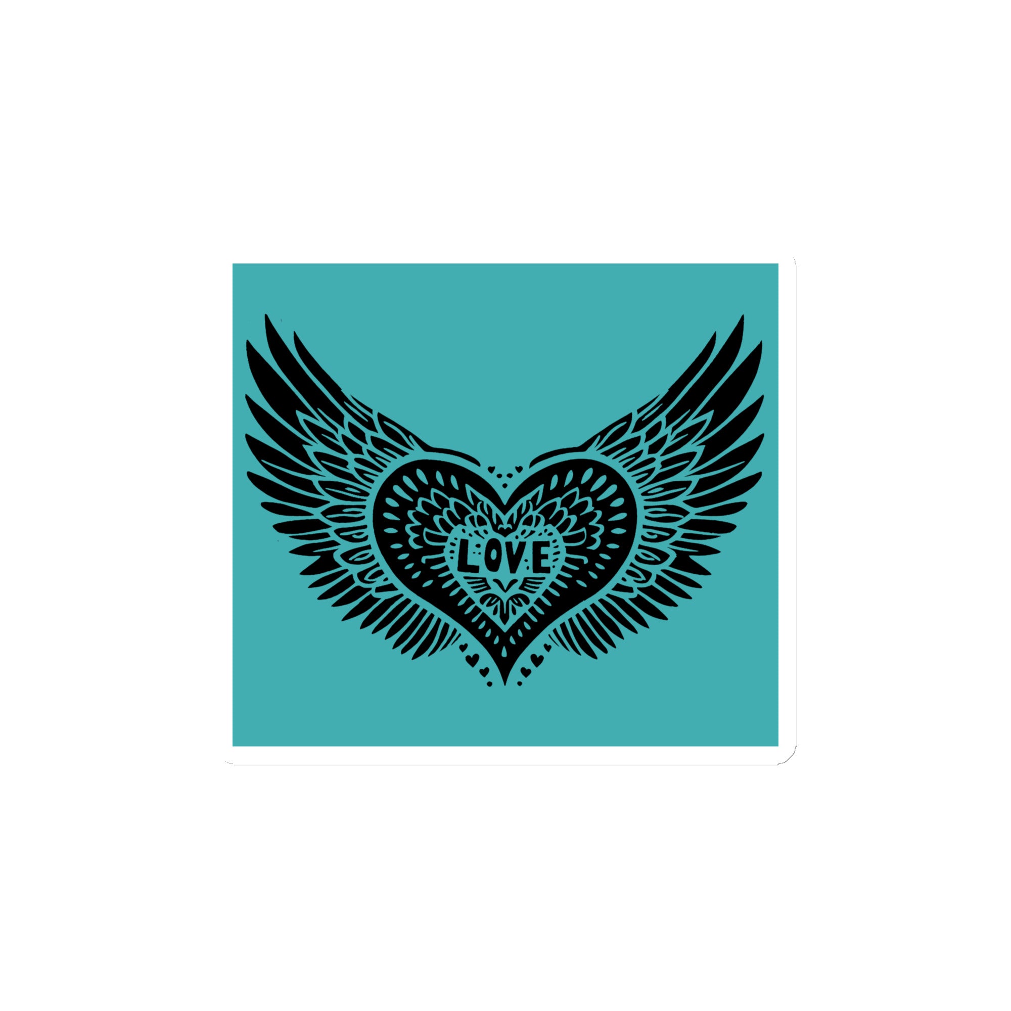 Winged Heart Block Print Magnet - Aqua