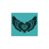 Winged Heart Block Print Magnet - Aqua