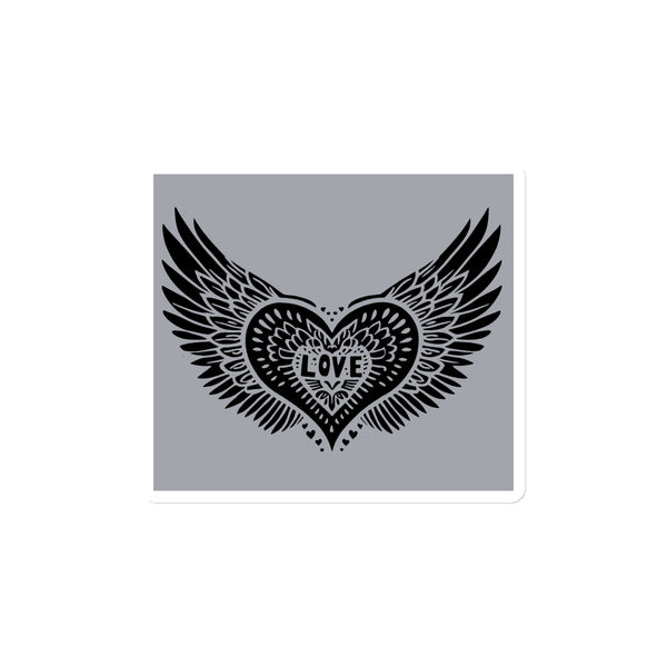 Winged Heart Block Print Magnet - Grey