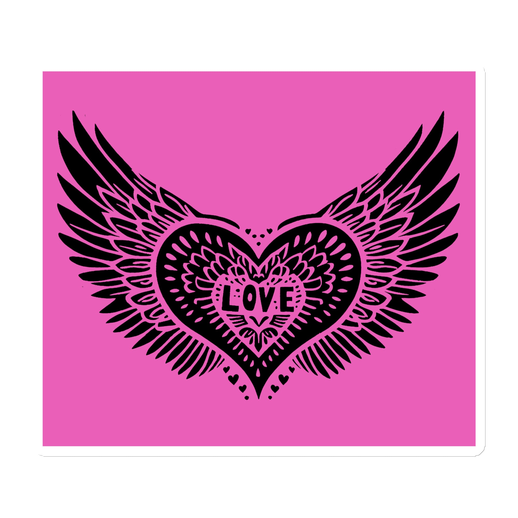 Winged Heart Block Print Magnet - Pink