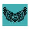 Winged Heart Block Print Magnet - Aqua