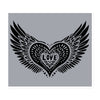 Winged Heart Block Print Magnet - Grey