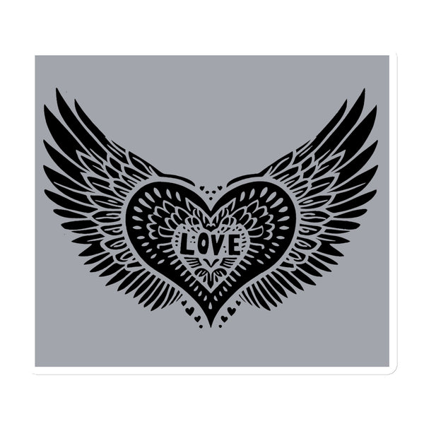 Winged Heart Block Print Magnet - Grey