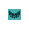 Winged Heart Block Print Bubble-free Stickers - Aqua