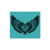 Winged Heart Block Print Bubble-free Stickers - Aqua