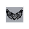 Winged Heart Block Print Bubble-free Stickers - Grey