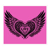 Winged Heart Block Print Bubble-free Stickers - Pink