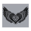 Winged Heart Block Print Bubble-free Stickers - Grey