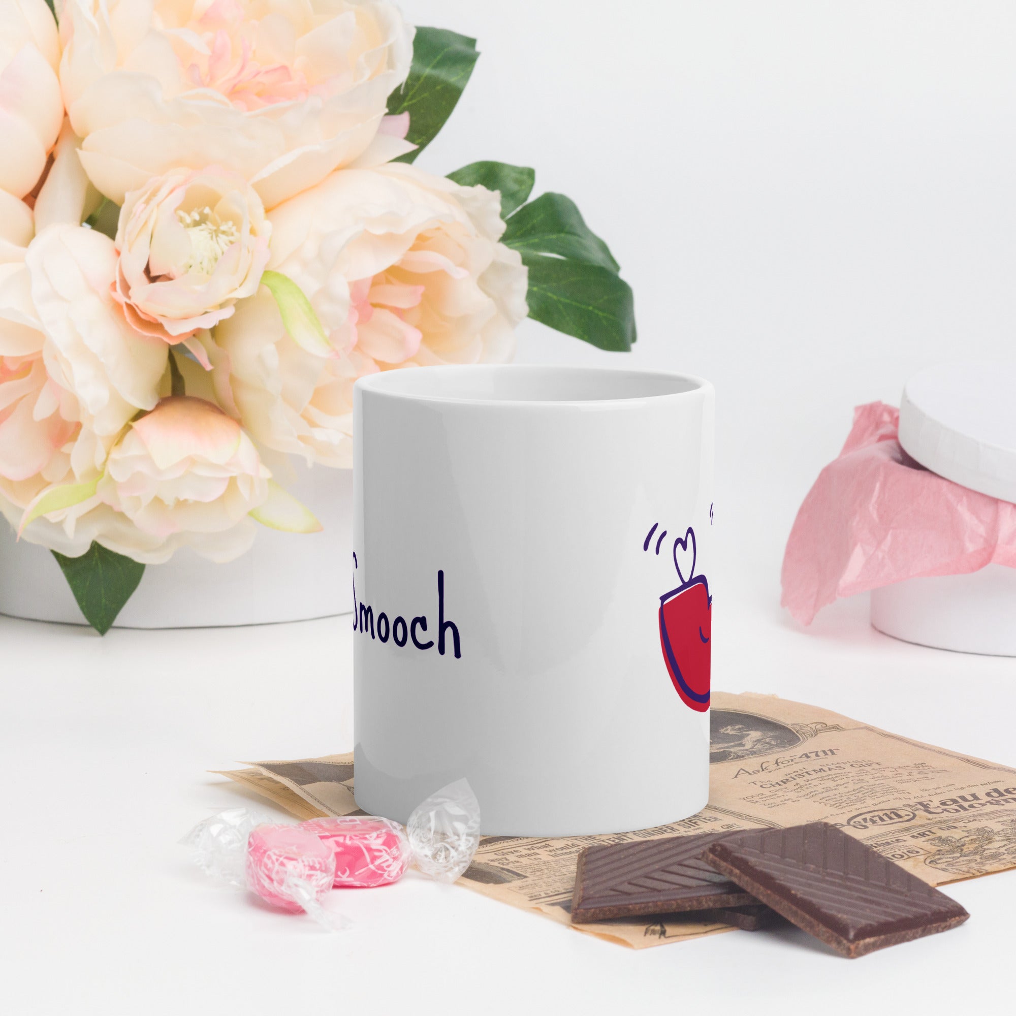 White glossy mug - Smooch Logo