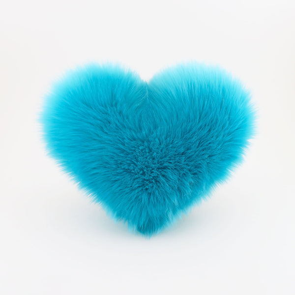 Front view of Aqua Blue heart shaped decorative pillow.