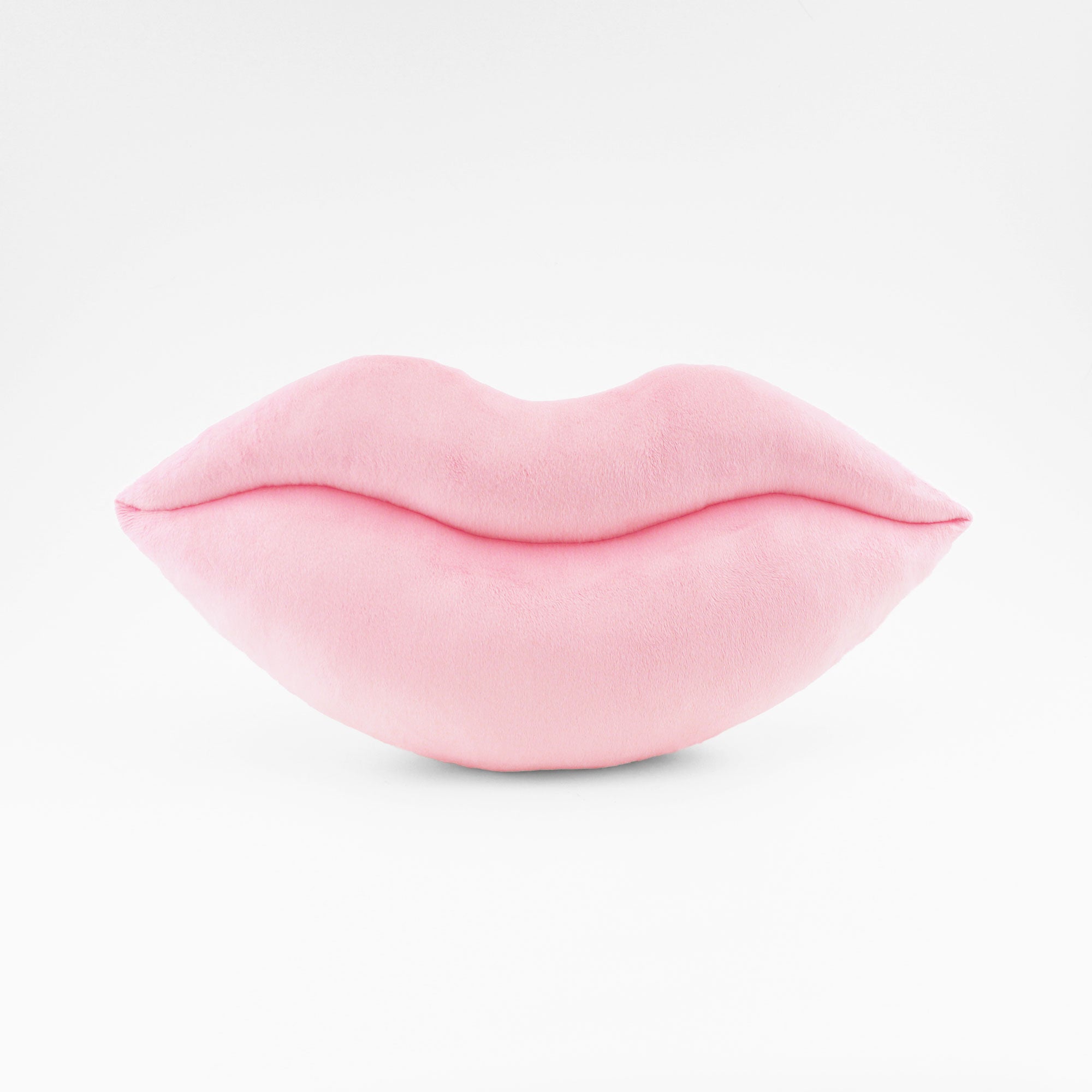 Light Baby Pink lips shaped decorative throw pillow.