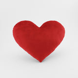 Crimson Red plush heart shaped decorative throw pillow.