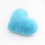 Fluffy Aqua Blue Heart Shaped Decorative Throw Pillow
