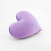 Side view of a Lavender plush heart shaped decorative throw pillow.