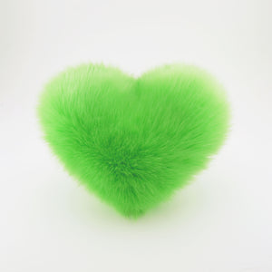Lime Green faux fur heart shaped decorative throw pillow.